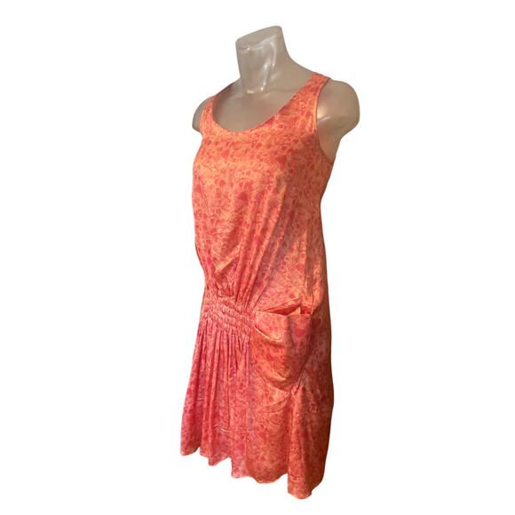 Vintage RUE Du MAIL Pink Satin Printed Drop Waist Dress FEMININE Silk Size 38 S - Picture 1 of 10